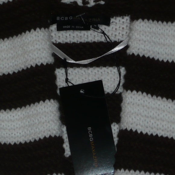 NWT BCBG Maxazria Super Soft Chai/WHT Lg Knit Striped Beach Cardigan Small - Picture 3 of 10